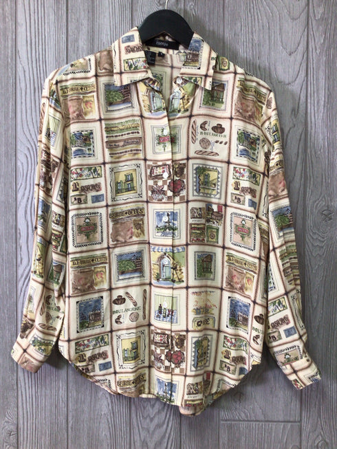 ISHYU silk Blouse Size Medium